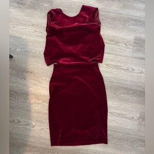 Jil Sander Rich Velvet Midi Dress in Deep Red, US size 8